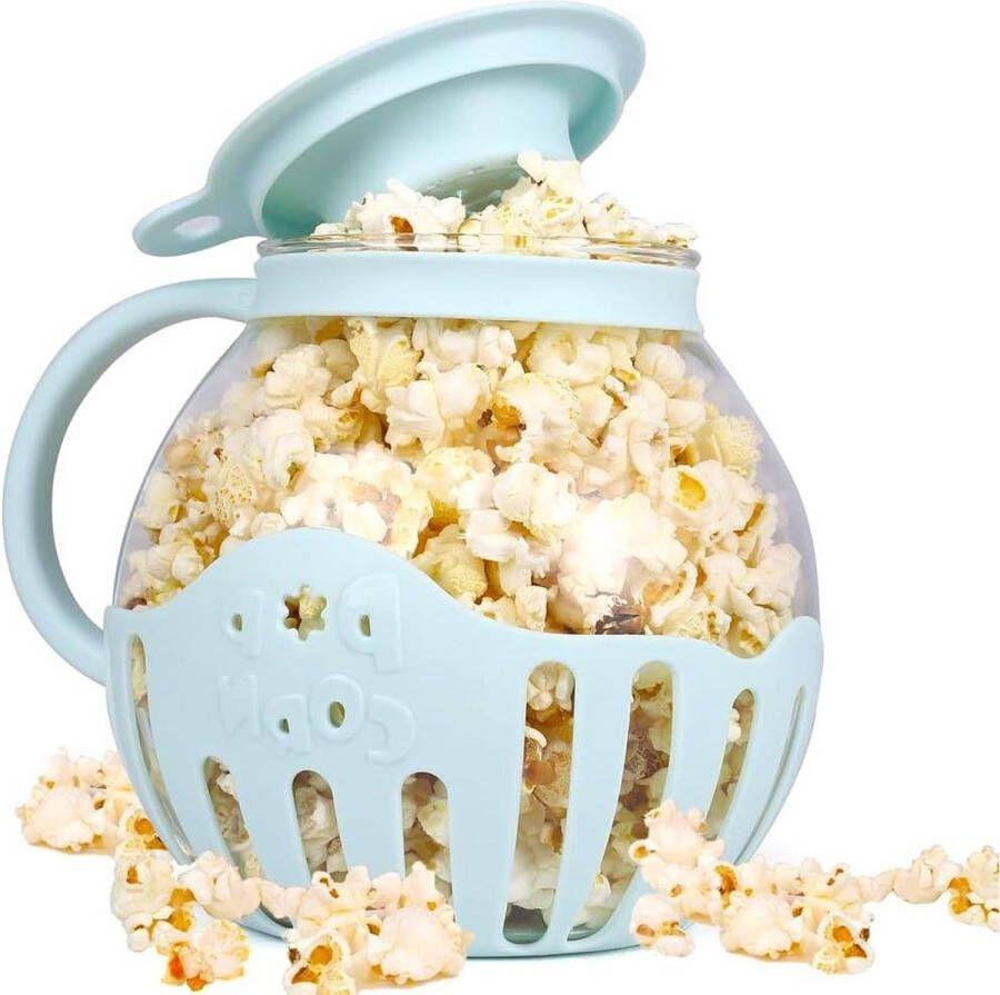 Popcornhouder met deksel Magnetron Popcornmachine Popcornpot voor popcorn Blauw Vaatwasmachinebestendig