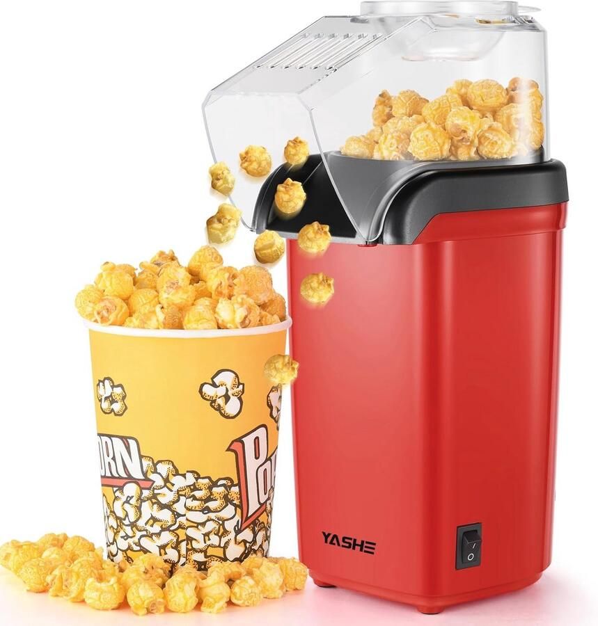 Popcornmachine 1200 W Gezonde Vetvrije Popcornmaker met Eengrijptechnologie