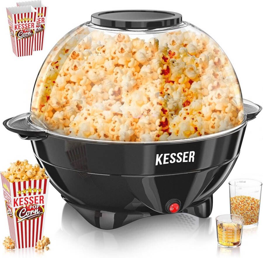 Popcornmachine 800 Watt Grote Inhoud van 5 Liter met Antiaanbaklaag en Afneembare Bakplaat