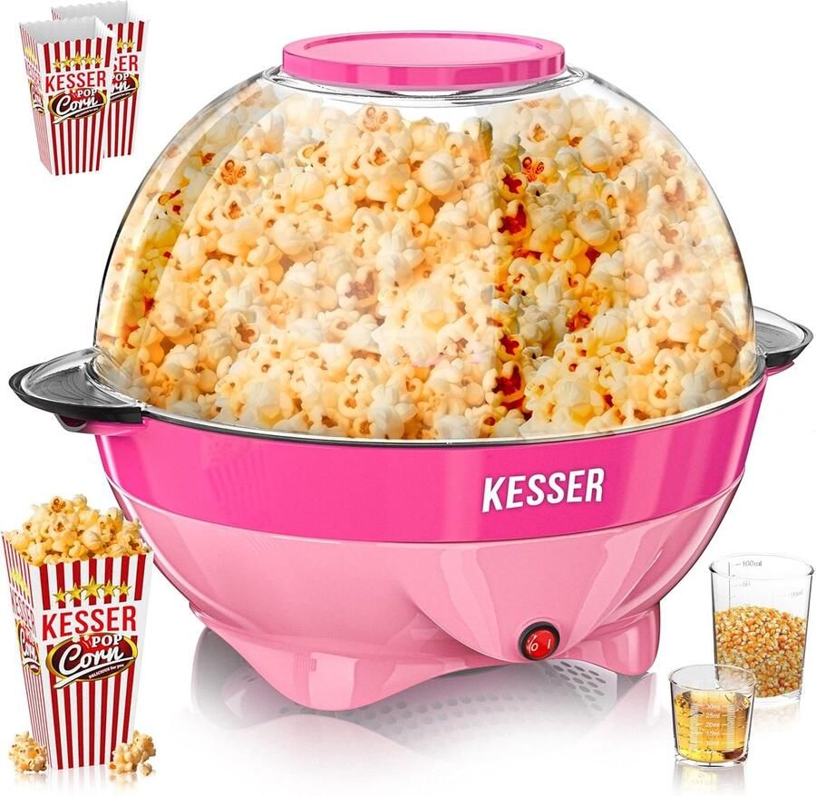Popcornmachine 800 Watt voor Huis Retro Popcornmaker met 5 Liter Capaciteit en Antiaanbaklaag