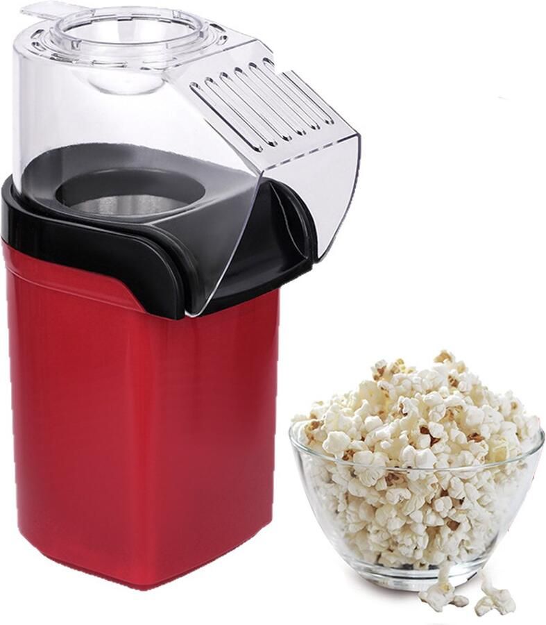 Popcornmachine Elektrische popcornmachine Mini heteluchtpopcornmachine Popcornmachine voor thuis Maakt popcorn in 3 minuten 1200W elektrische popcornmachine Uitgerust met uitloopmond Geschikt voor keukens feestjes en films Rood