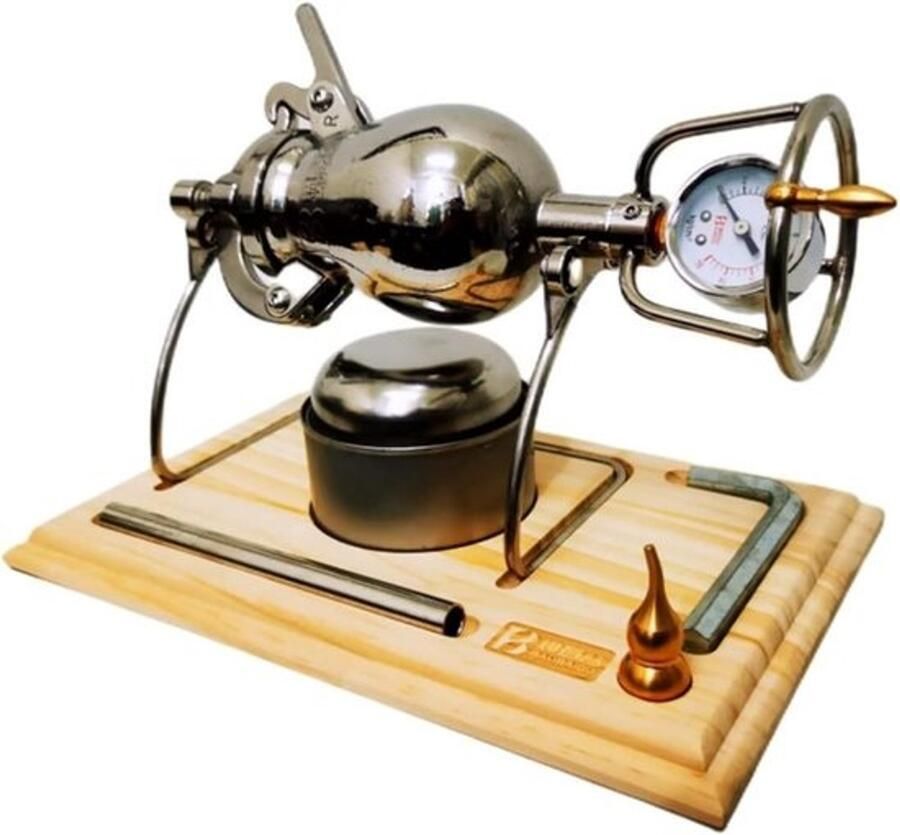 Popcornmachine Handmatig popcornkanon Zelf snacks maken Precisie-manometer 20cm hoog Zilver