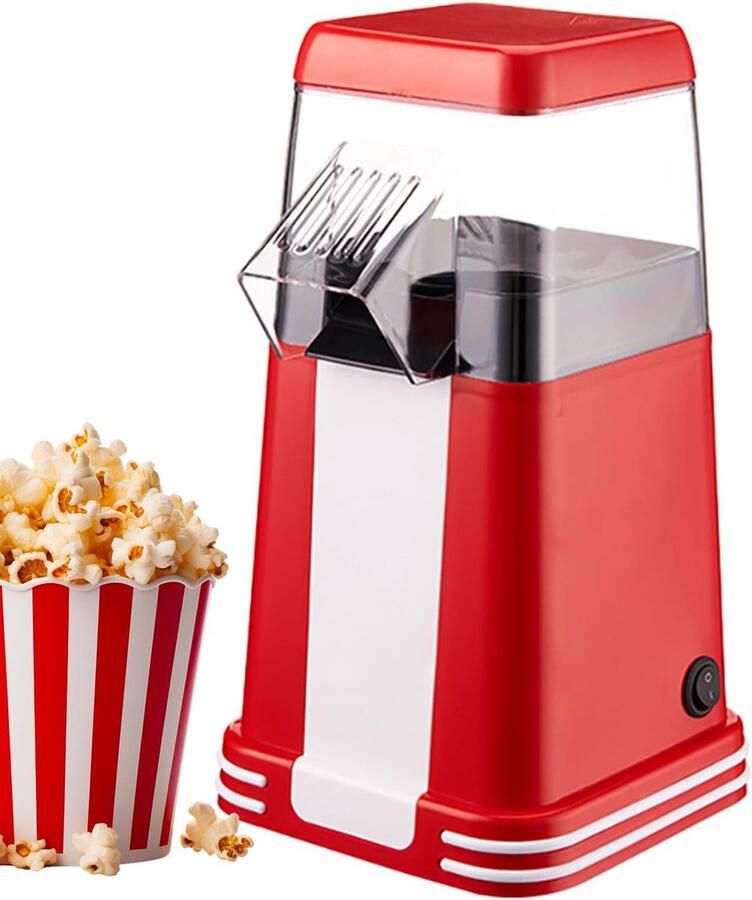 Popcornmachine Hete Lucht Maker Filmavond Snacks Olievrije Bereiding Compact Ontwerp Rood