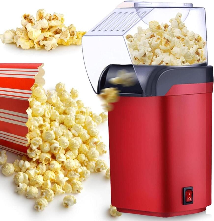 Popcornmachine Hete Lucht Snack Maker Snacks Maken Olievrije Technologie 1200 W Rood