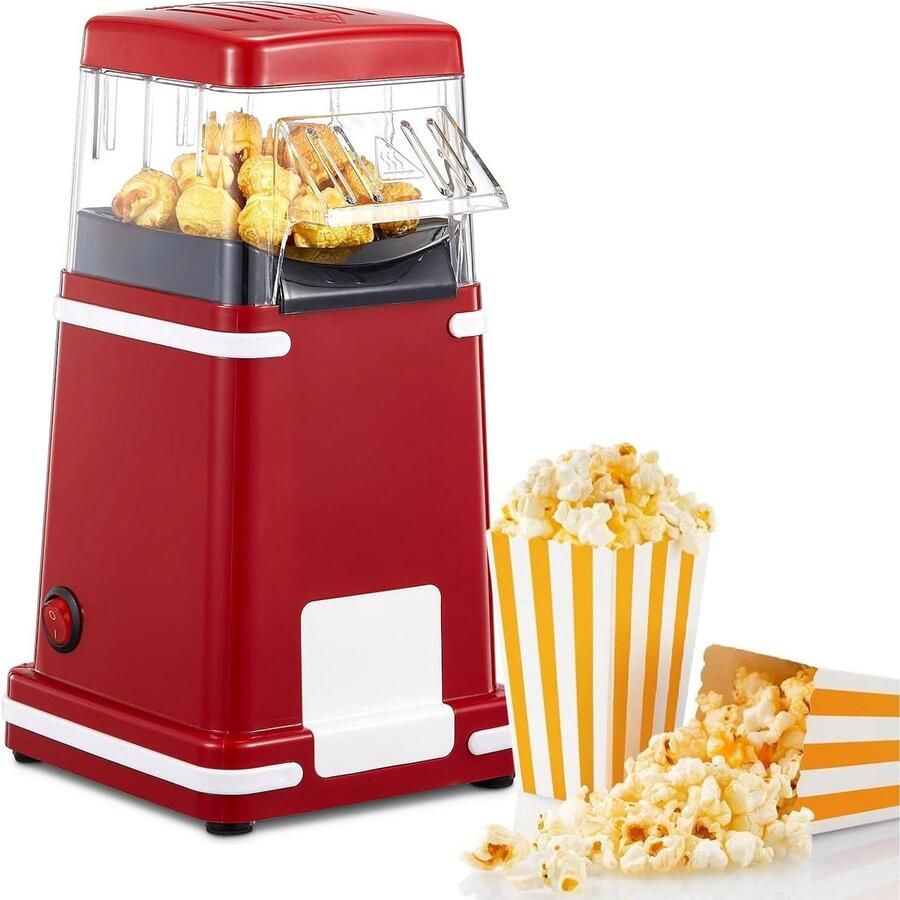 Popcornmachine Hetelucht Snack Maker Thuisbioscoop Genieten Olievrije Bereiding 60 Gram Rood