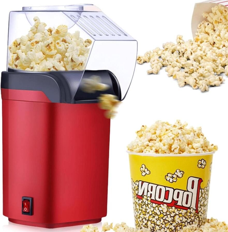 Popcornmachine Hete Lucht Vetvrije Maker Snelle Snacks One Touch Bediening 1200 W Rood