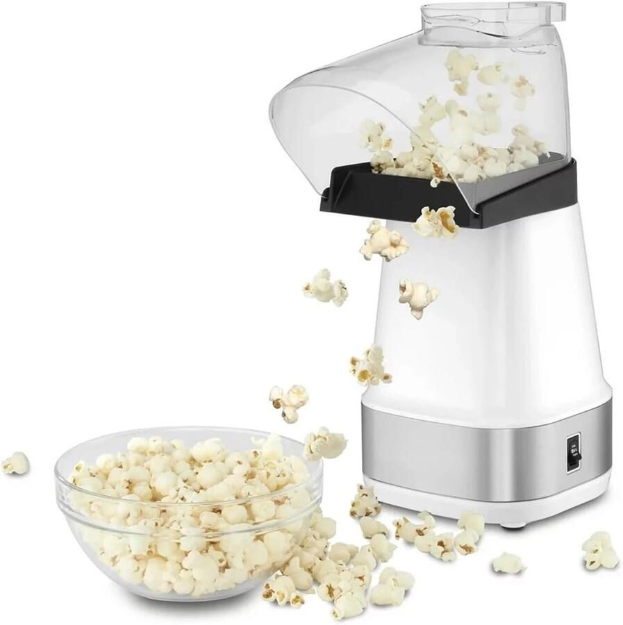 Popcornmachine Hetelucht Maïspopper Automatisch Snacks Maken Gezonde Bereiding 15 Kopjes Wit