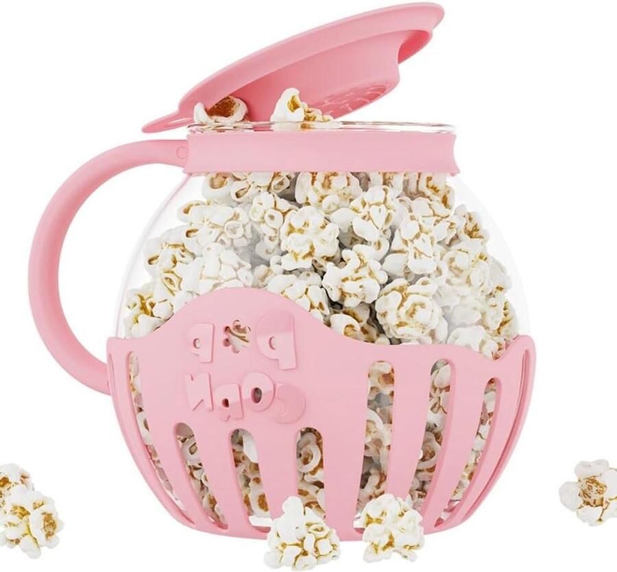 Popcornmachine Magnetron snacks Thuis genieten Veelzijdig deksel 22 x 22 x 22 cm Roze