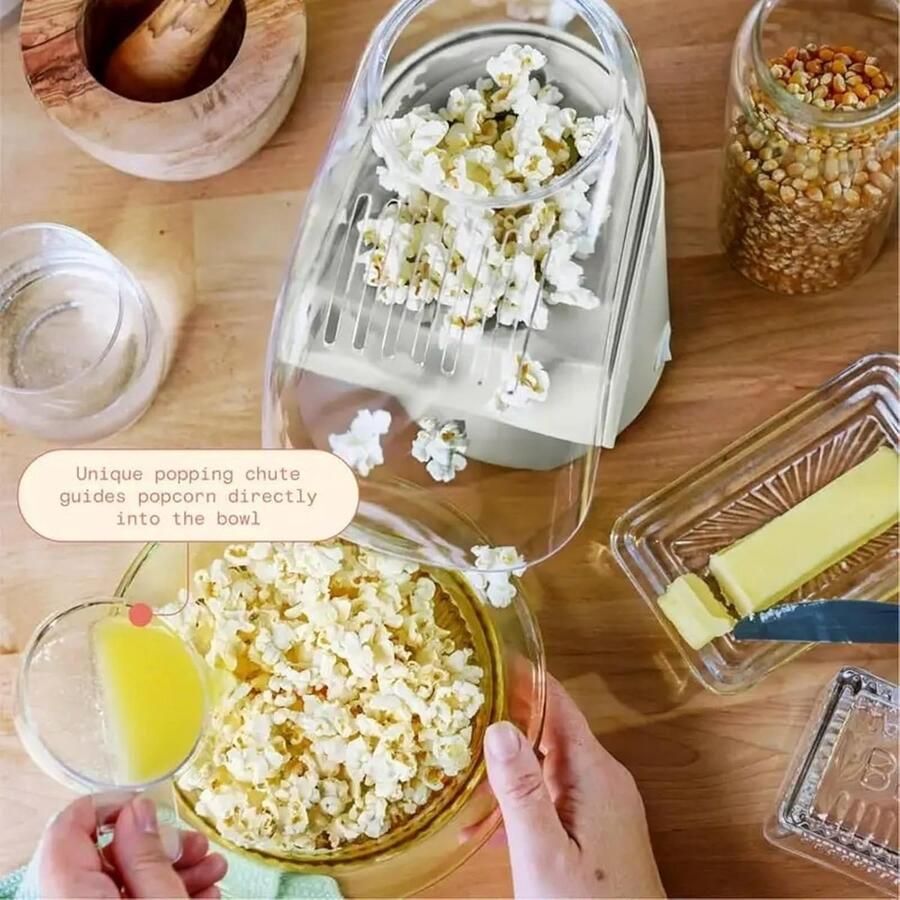 Popcornmachine Maïspopper Popper Films Kijken Hete Lucht Technologie 16 Kopjes Wit