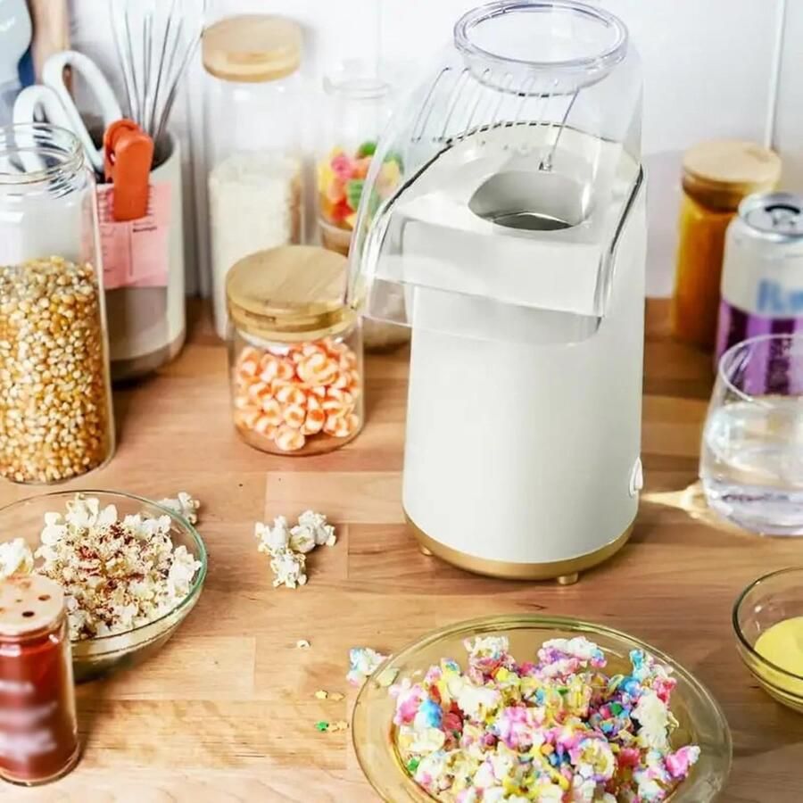 Popcornmachine Maïspopper Popper Films Kijken Hete Lucht Technologie 16 Kopjes Wit