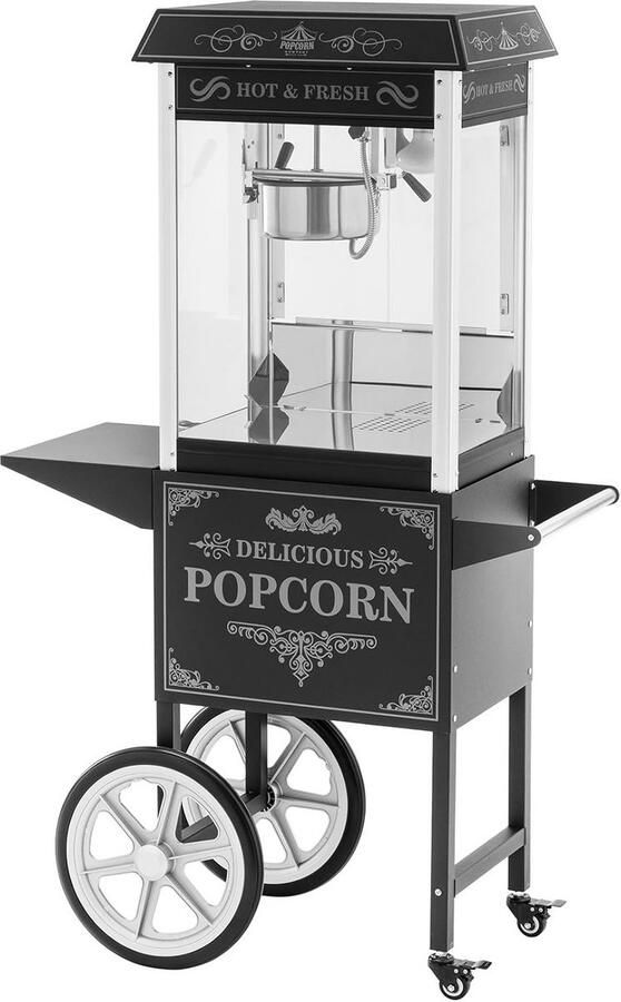 Popcornmachine op wagen met Wagen Retro Design voor Zoete en Zoute Popcorn