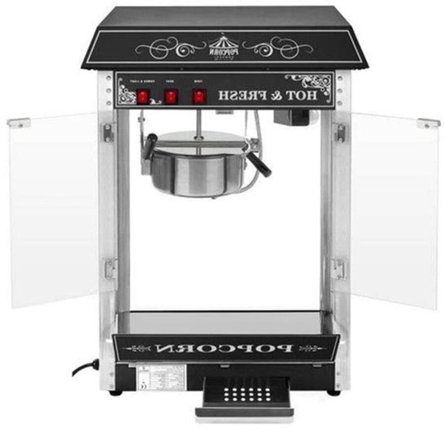 Popcornmachine – Popcornmaker – Popcornpan – Popcornpopper – Maispopper – 1600W Vermogen – Verlichte Glazen Kast - Foto 1