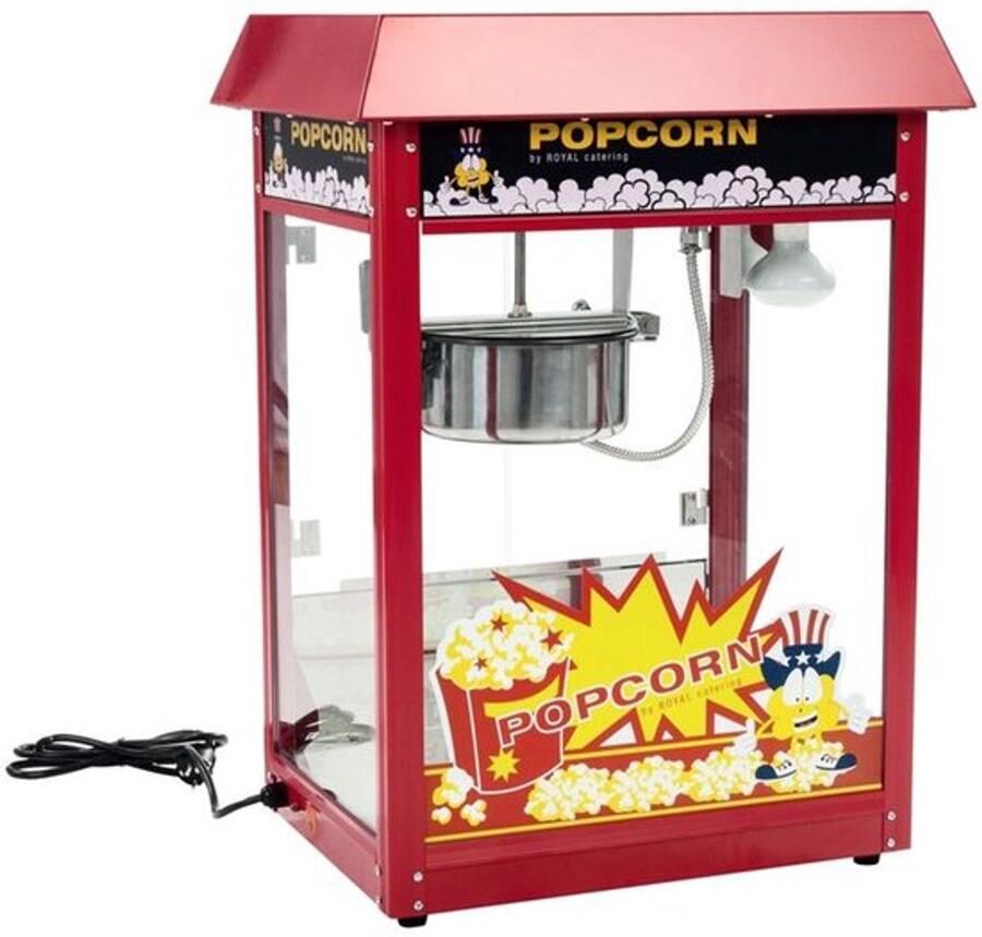 Popcornmachine – Popcornmaker – Snackmachine – Popcornapparaat – Snackautomaat – Hoge Capaciteit 5-6 kg uur – Teflon Antiaanbaklaag met Glazen Behuizing