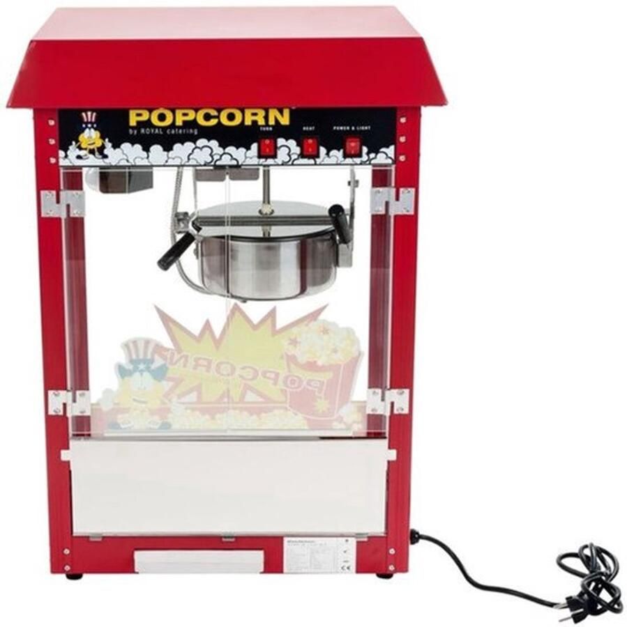 Popcornmachine – Popcornmaker – Snackmachine – Popcornapparaat – Snackautomaat – Hoge Capaciteit 5-6 kg uur – Teflon Antiaanbaklaag met Glazen Behuizing