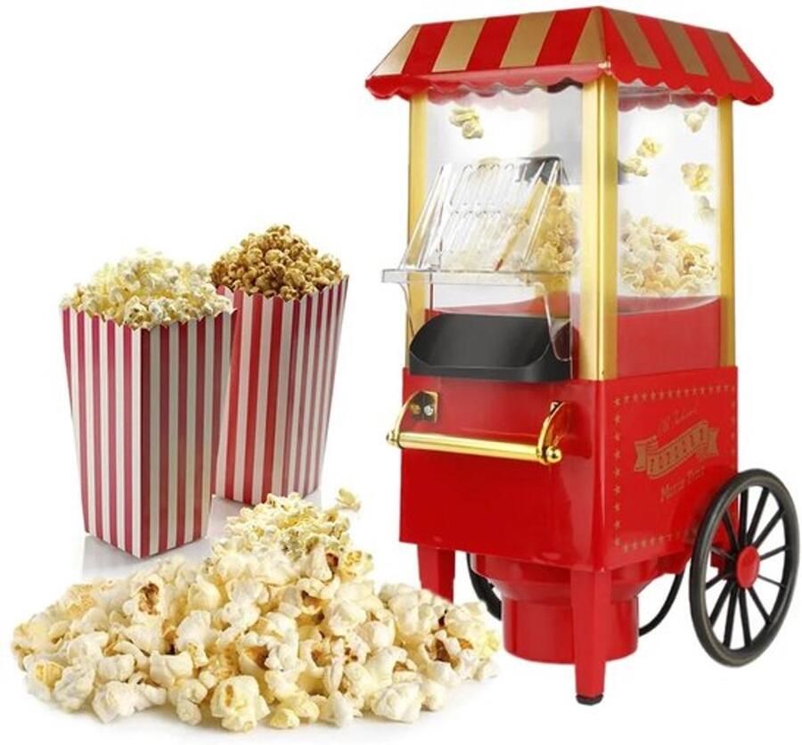 Popcornmachine Retro 1200W voor thuisgebruik popcornmachine met hetelucht popcornmachine zonder vet popco