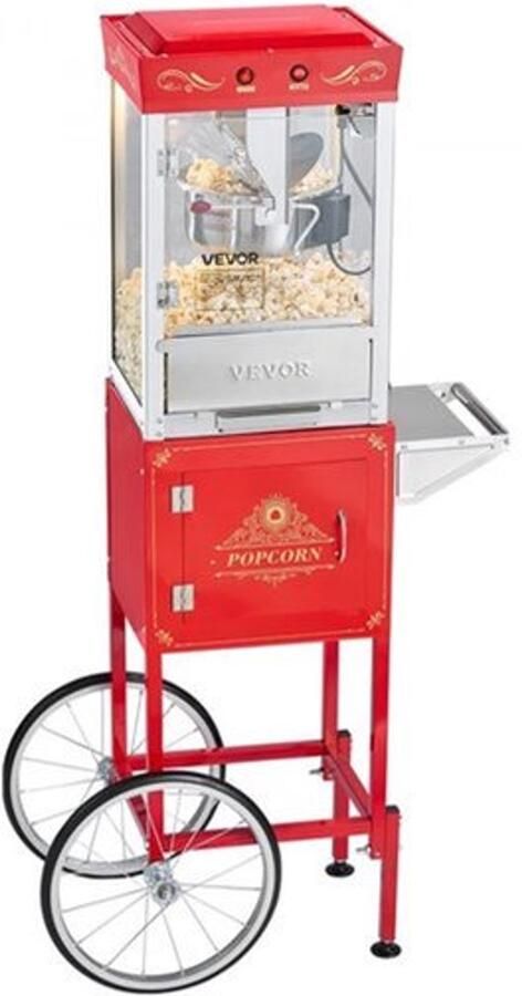 Popcornmachine Retro 800 W Rood 48 Kopjes Capaciteit Gehard Glas Voor Feest En Thuisbioscoop