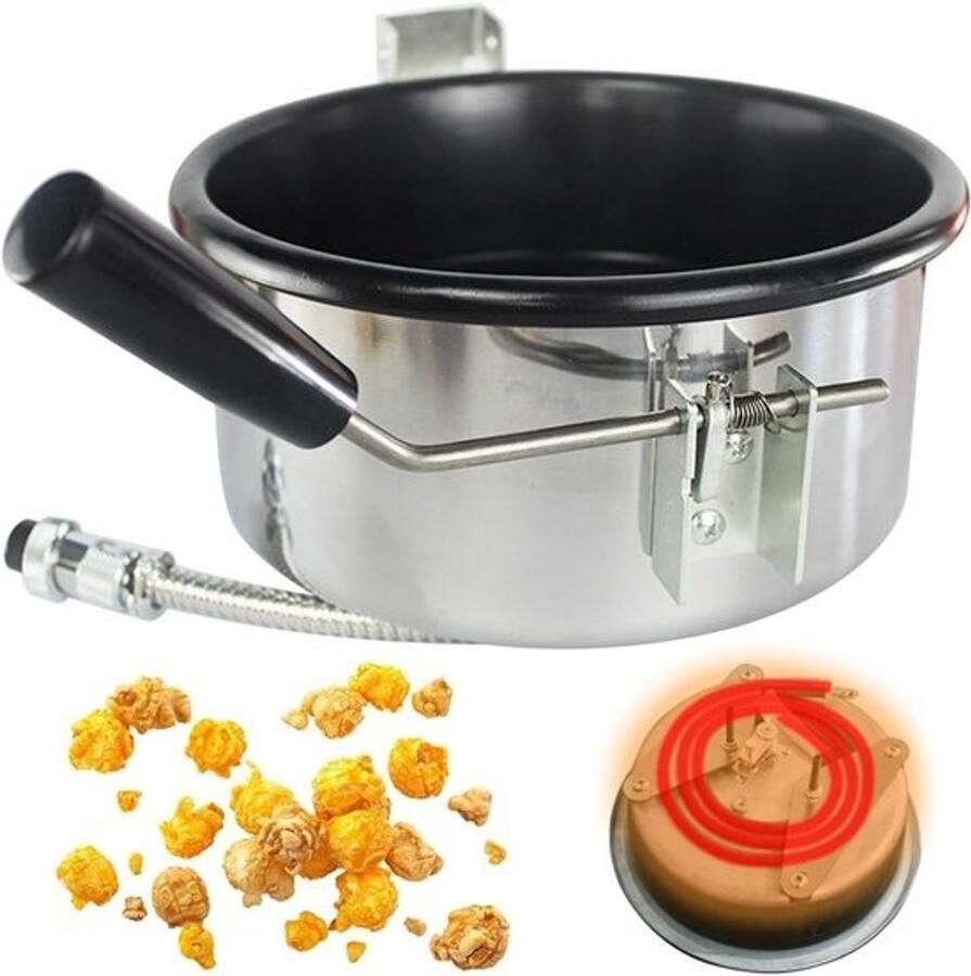 Popcornmachine Snack Maker Snelle Snacks Anti-aanbaklaag 200 ml Inhoud Zilver