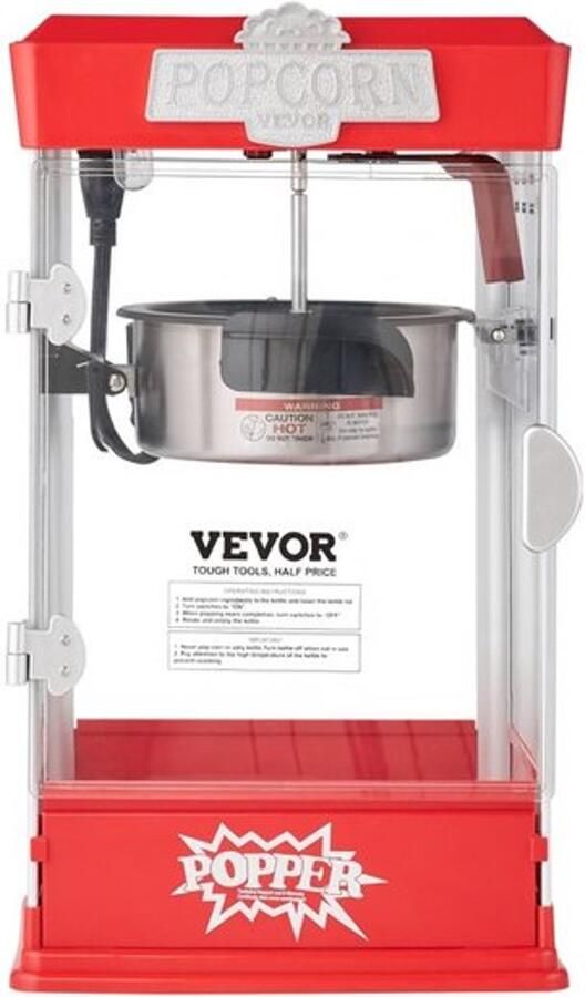 Popcornmachine Tafelmodel 480 W Vermogen 4 oz Inhoud Ketel Rood Voor Thuis En Feestjes