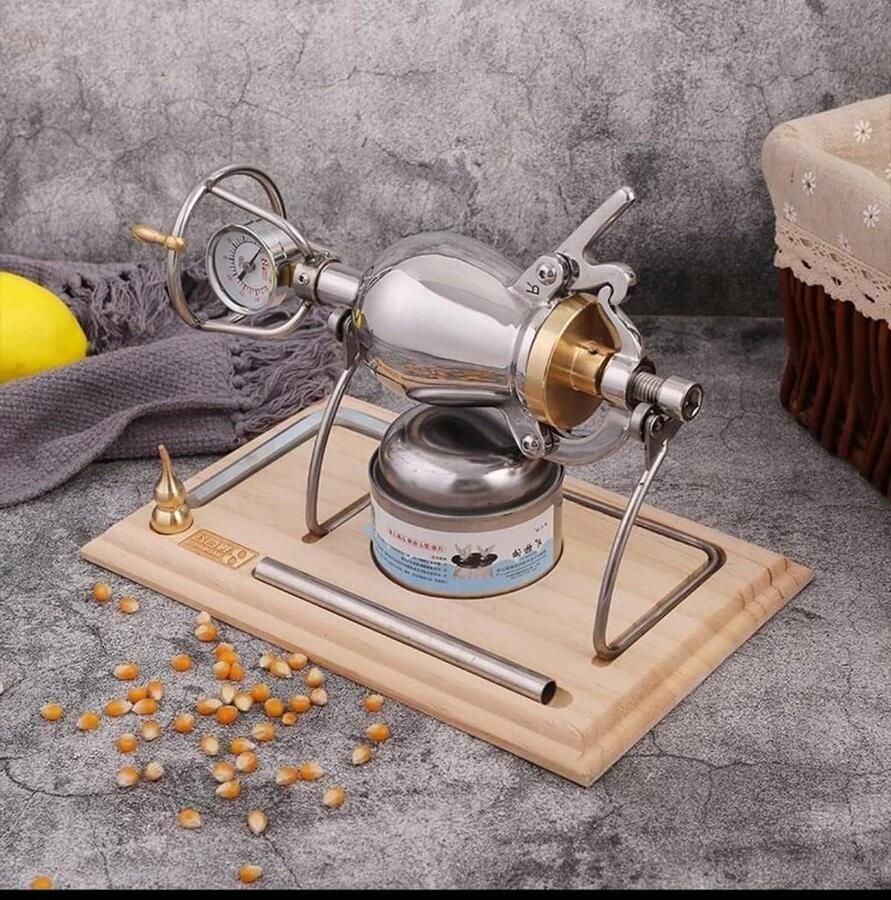 Popcorn Maker Popcorn Pan Thuis Popcorn Maken Dubbel Veiligheidsventiel 520ml Capaciteit Zilverkleurig