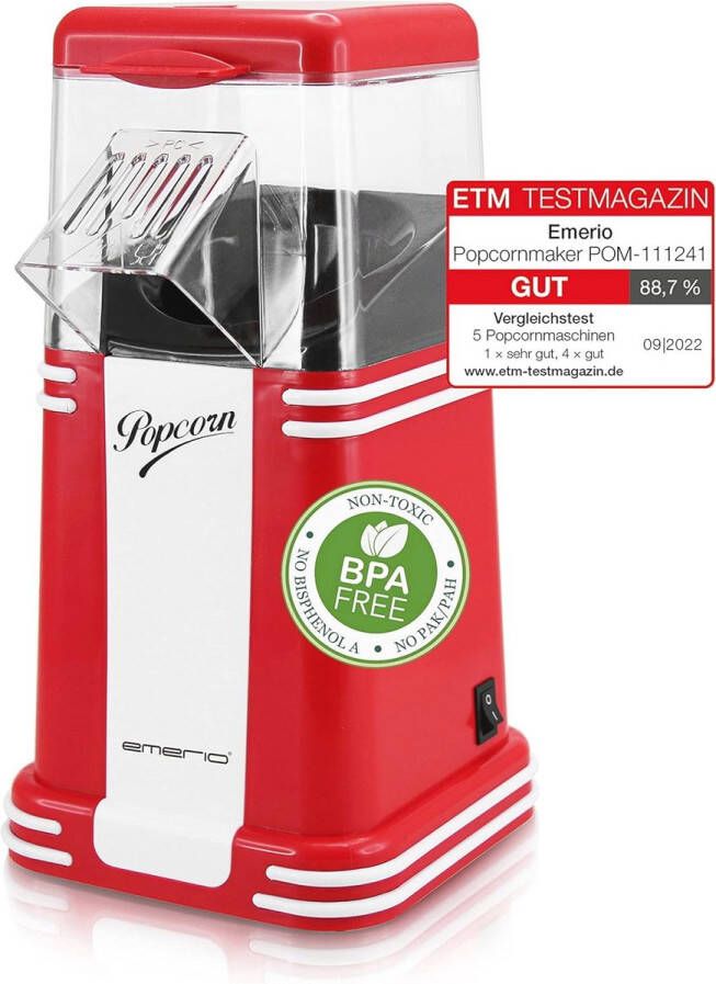 Popcornmachine voor Gezonde Thuis Popcorn Snel en Eenvoudig Vetvrij 1200 Watt 60g per Portie