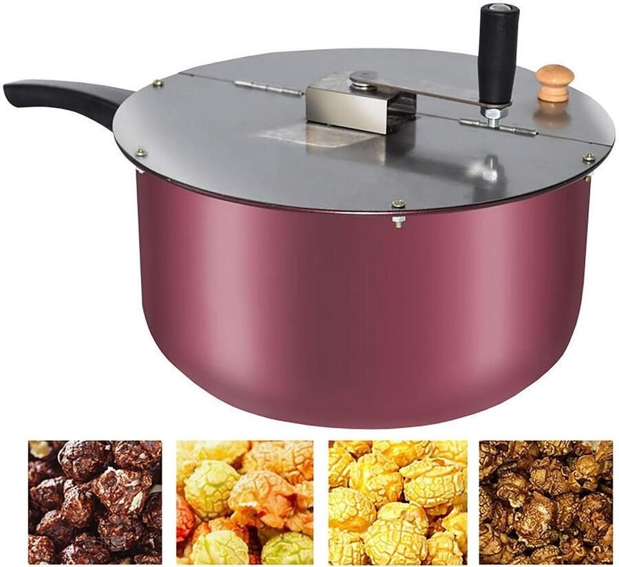 Popcornmaker Fornuis Popcorn Pan Verse Popcorn Maken Antiaanbaklaag 5 Liter Zilver