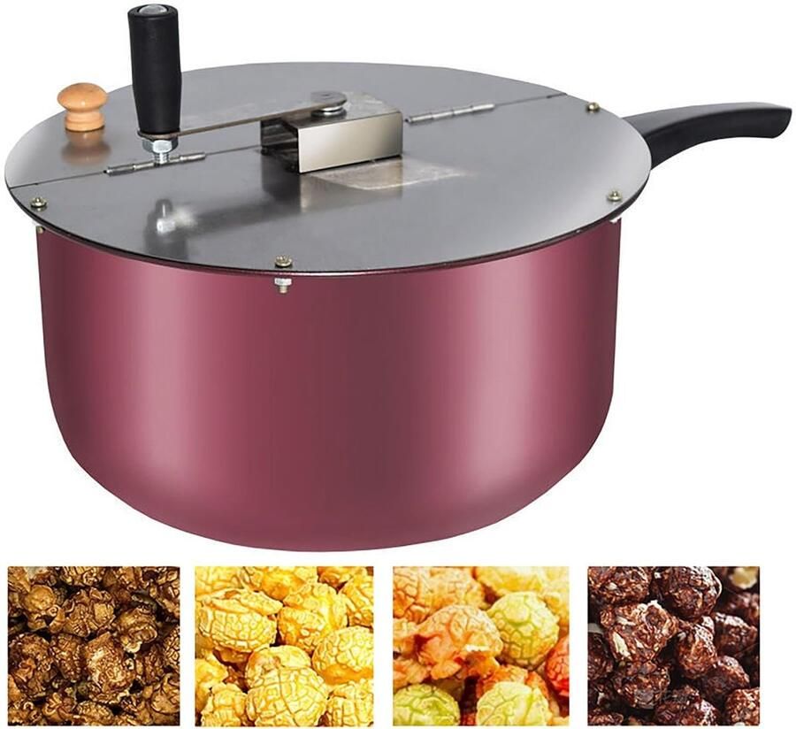 Popcornmaker Fornuis Popcorn Pan Verse Popcorn Maken Antiaanbaklaag 5 Liter Zilver