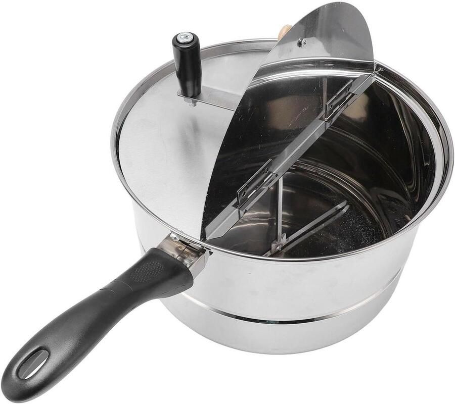 Popcornmaker Fornuis Roestvrij Staal Filmavond Thuis Handmatige Zwengel 28x16.5cm Zilver