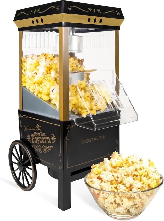 Popcornmaker Hetelucht Apparaat Thuis Films Kijken Klassiek Design 12 Koppen Capaciteit Zwart