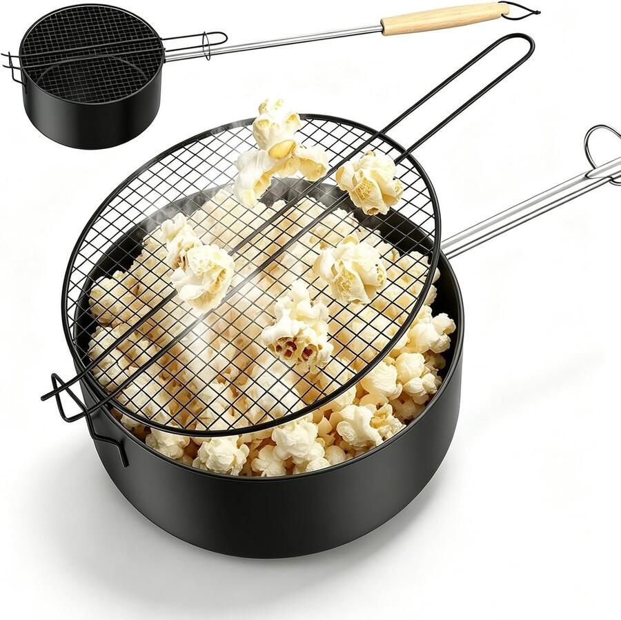 Popcornmaker kampvuur koolstofstaal hittebestendige greep ideaal voor buitengebruik ShopVlot