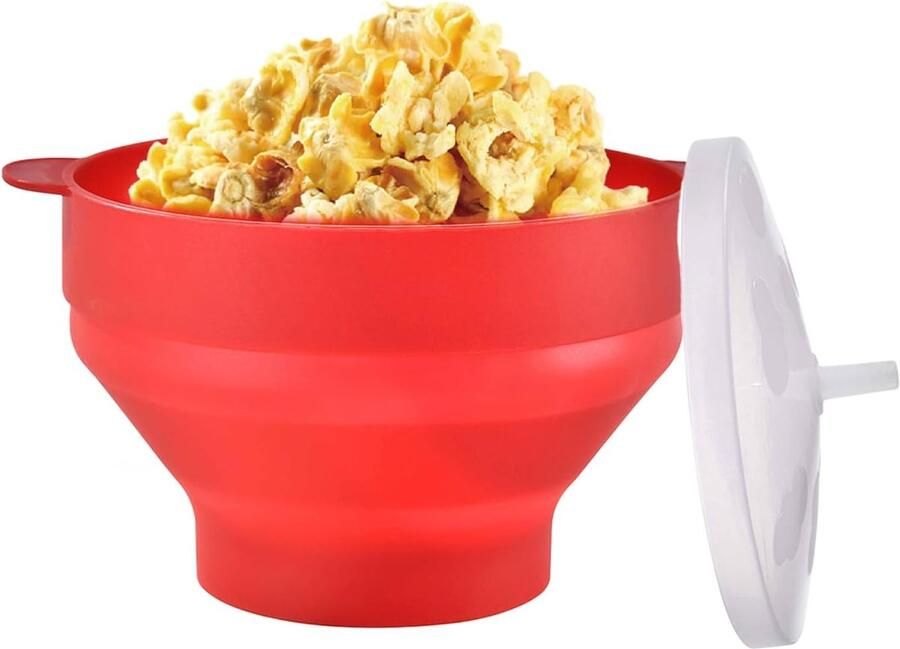 Popcornmaker Kom Magnetron Popcorn Snelle Snacks Maken Opvouwbaar Ontwerp 125x85 cm Rood