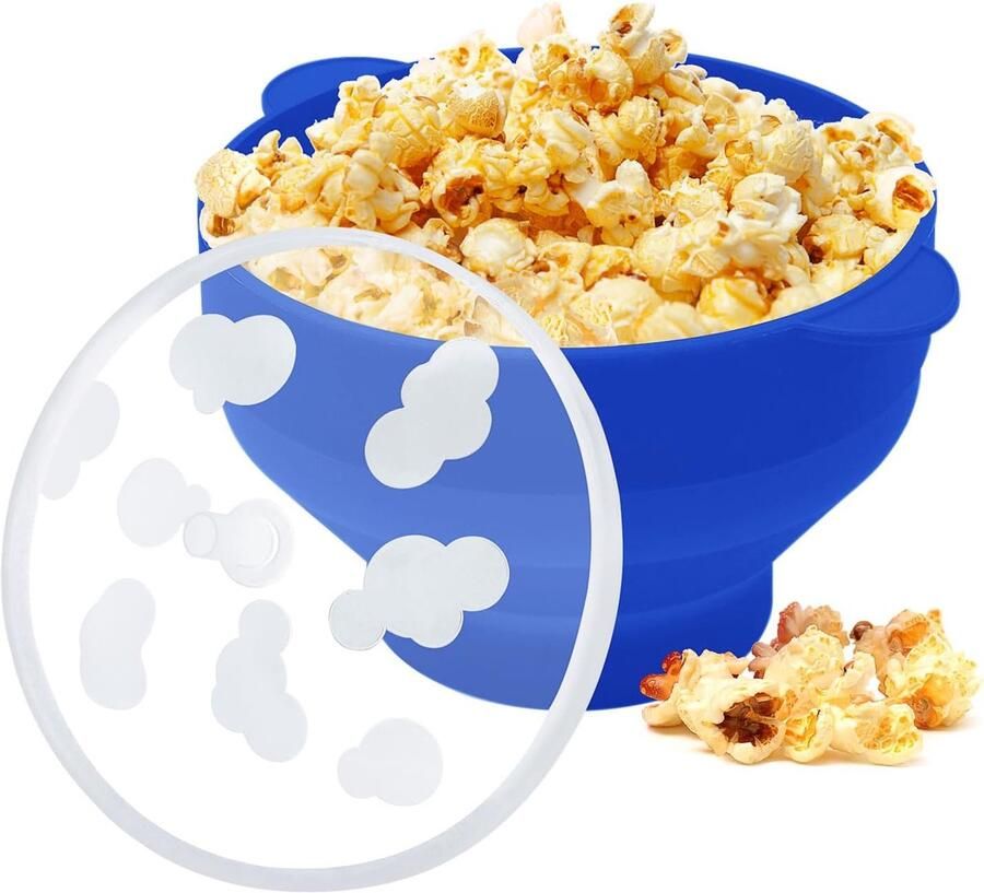 Popcornmaker Magnetron Popcorn Kom Snelle Snacks Inklapbaar Ontwerp 15 Kopjes Capaciteit Blauw