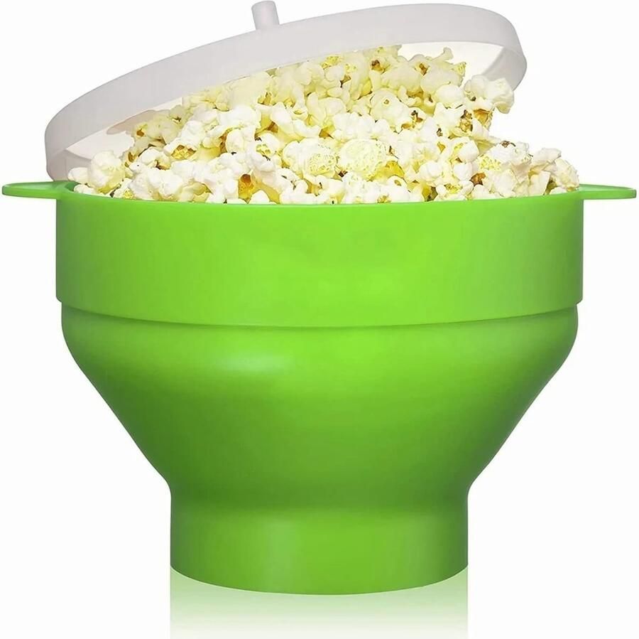 Popcornmaker Magnetron Snack Maker Thuis Films Kijken Opvouwbaar en Ruimtebesparend 24x20x14.5cm Groen
