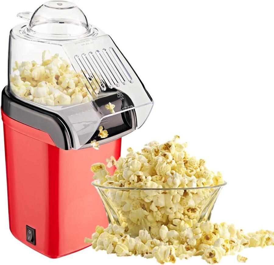 Popcornmaker voor thuis Snack maker Gezonde snacks maken Olievrije bereiding 3 minuten pop Rood