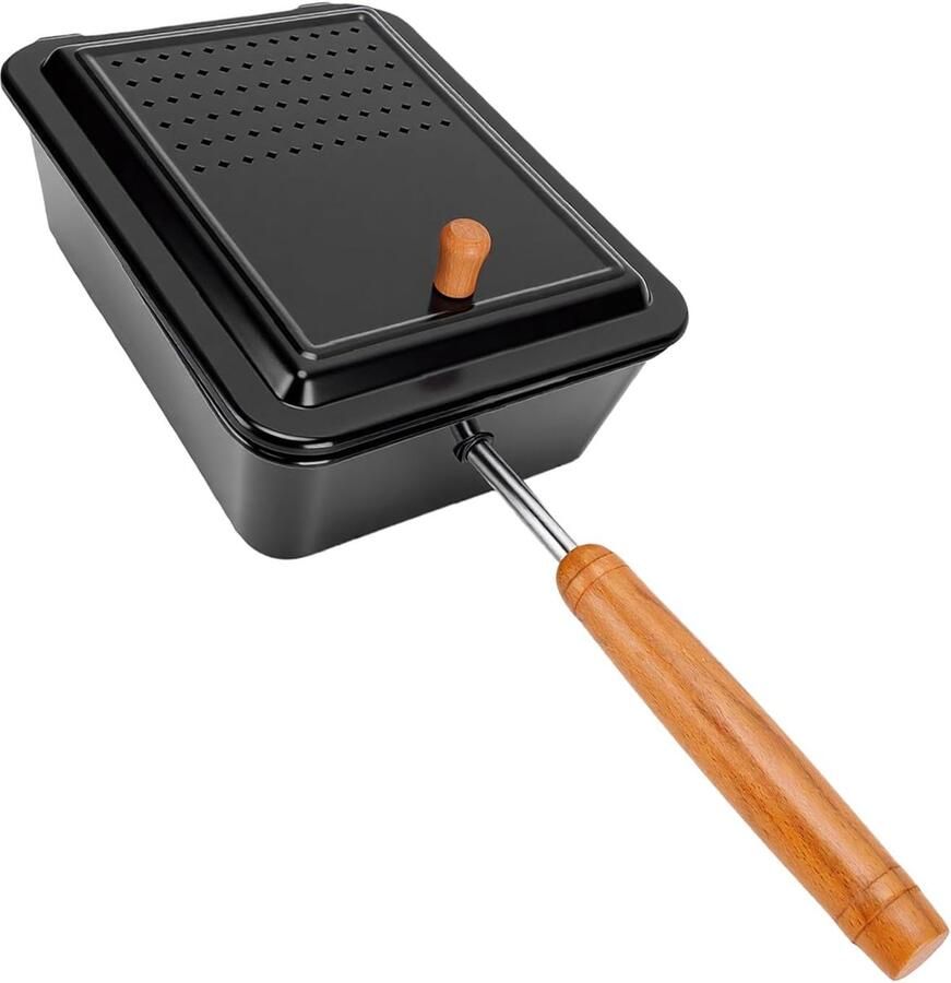 Popcornpan Ouderwetse maker Thuis snacks maken Antiaanbaklaag 42 cm handvat Zwart