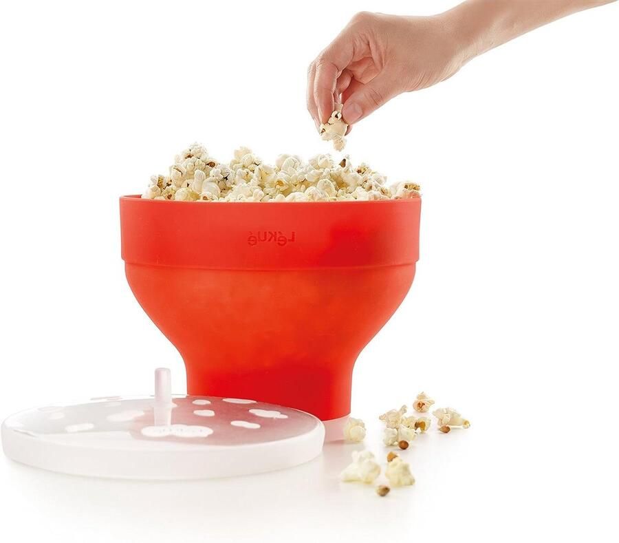 Popcornschaal Magnetron Schaaltje Gezond Snacks Maken Inklapbaar Ontwerp 2800 ml Rood