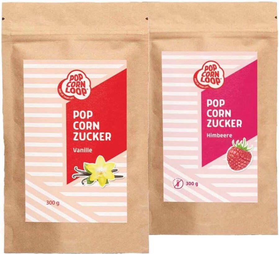 Popcornsuiker Set Kruid je Popcorn en Desserts met Vanille en Framboos
