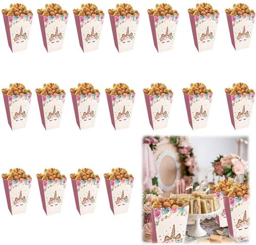 Popcornzakjes Klein 16 Stuks Papieren Snackzakjes Feestaccessoires Draagbaar Ruimtebesparend Veelzijdig Gebruik