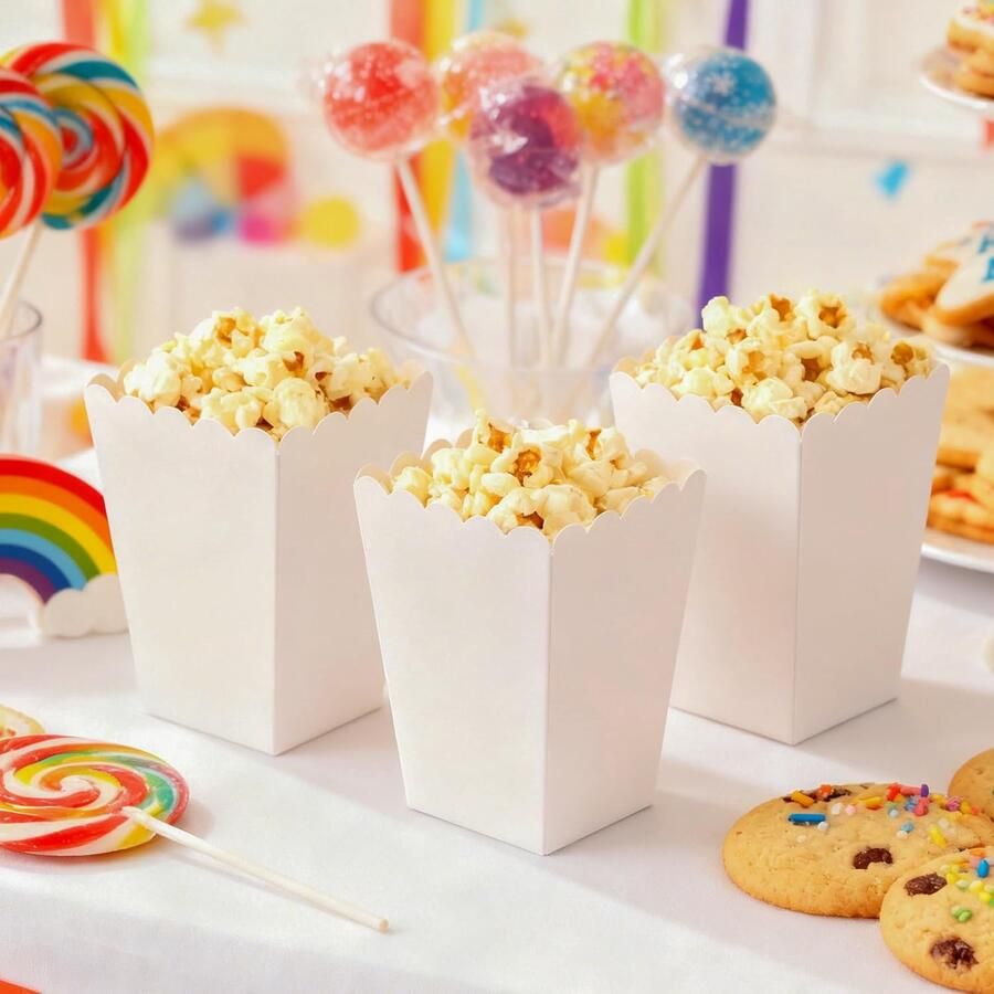Popcornzakjes wit klein popcorndozen snoepjeszakjes containers voor snacks snoep feesten bioscoop feesten 100 stuks