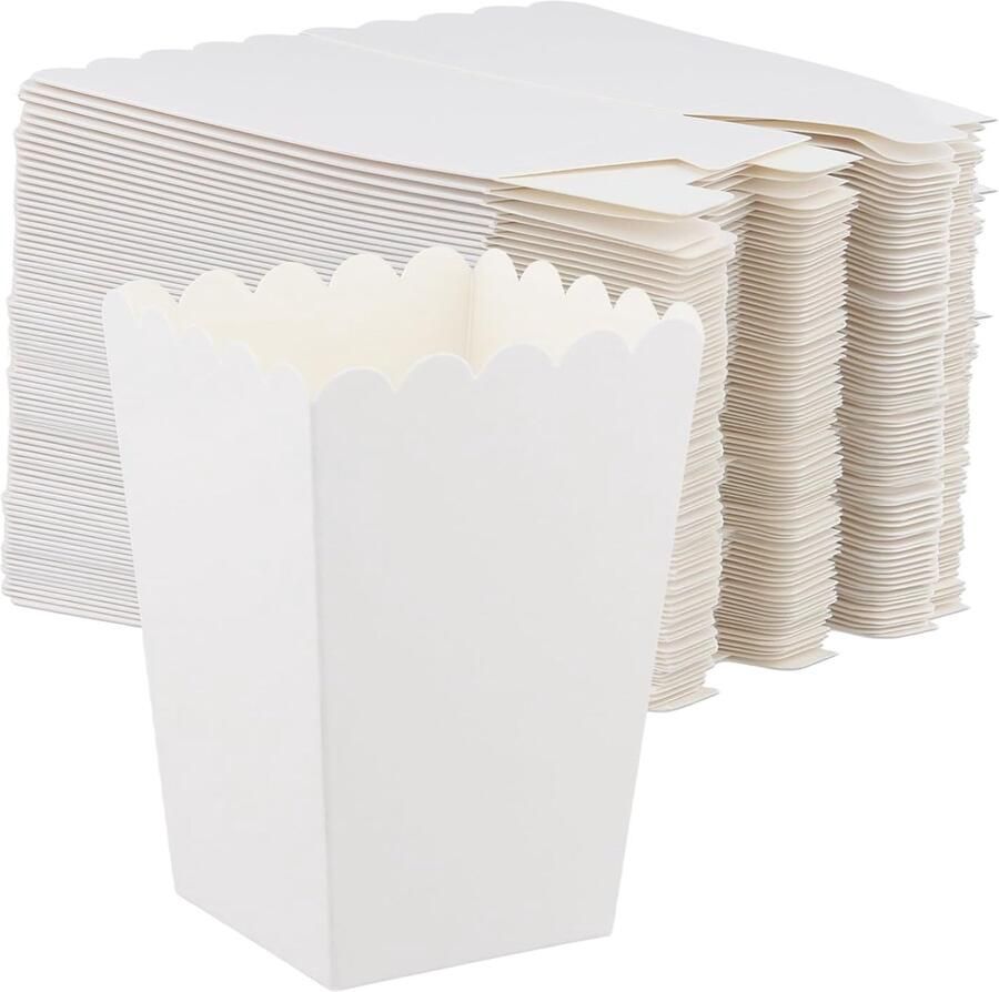 Popcornzakjes witte kartonnen popcornzakjes klein popcornzakjes snackbox voor thuisbioscoop feesten filmavond 100 stuks