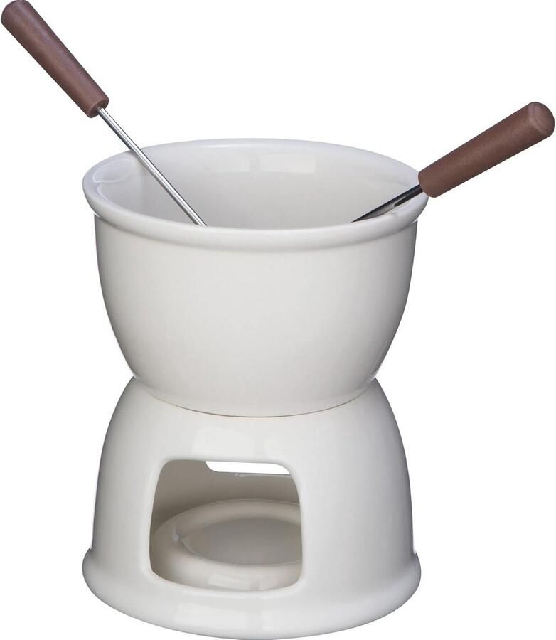 Porseleinen Chocolade Fondue Set met 2 Vorkjes In Geschenkdoos