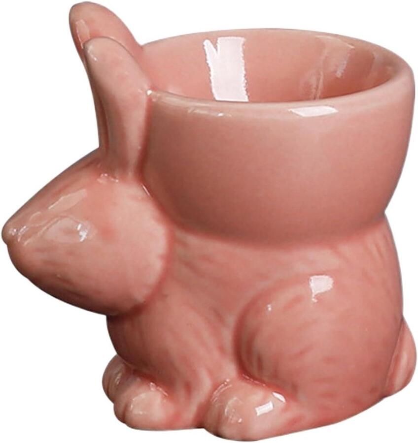 Porseleinen Eierdopje Paasei Houder Ontbijt Presenteren Betoverend Konijnendesign 6 x 8 x 6 cm Lichtroze