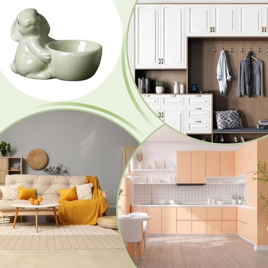 Porseleinen Eierdopjes Konijn Eierhouder Ontbijt Presenteren Stijlvol Konijn Design 5 x 7 x 5 cm Groen