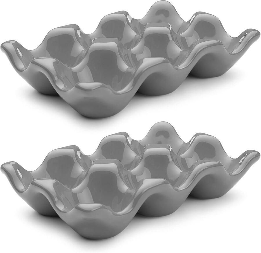 Porseleinen Eierhouder voor 6 Eieren Decoratieve Schaal voor Koelkast of Aanrecht