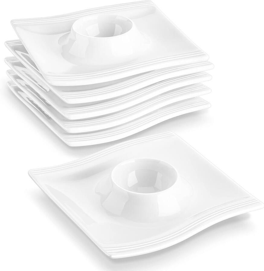 Porseleinen Eierstandaard Eierdopjes Set Ontbijt Tafel Vaatwasser Magnetronbestendig 115 cm Crèmewit