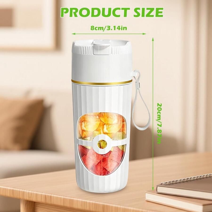 SnelShoppen Portable Blender 400 ml 65 Watt USB Oplaadbare Mini Juicer Smoothie Maker met 10 Roestvrijstalen Bladen voor Shakes Sap en Smoothies