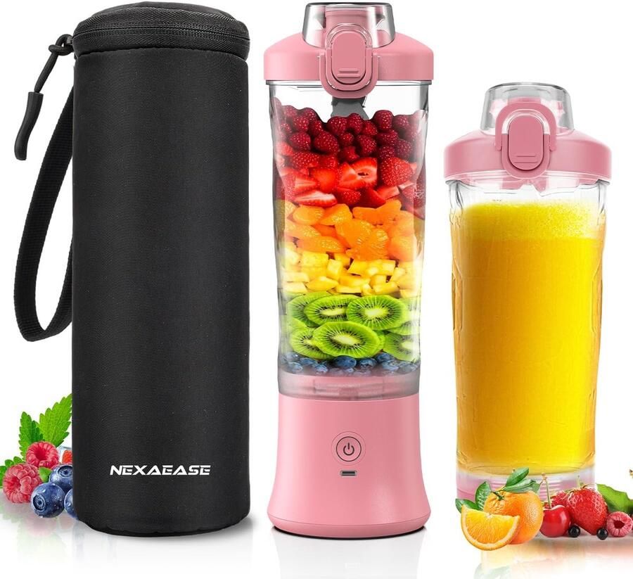 Portable blender 600ml mini blender met isolerende hoes USB oplaadbaar ideaal voor shakes en smoothies SnelShoppen