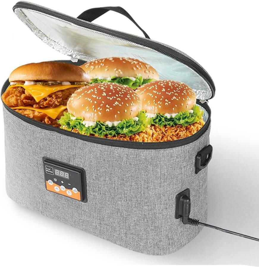 8l Mini Draagbare Oven 12V Auto Voedsel Warmer met Digitale Display Temperatuur Vooraf Ingesteld Siliconen Verwarmingsspoel Aluminium Voering voor Roadtrip Camping Picknick
