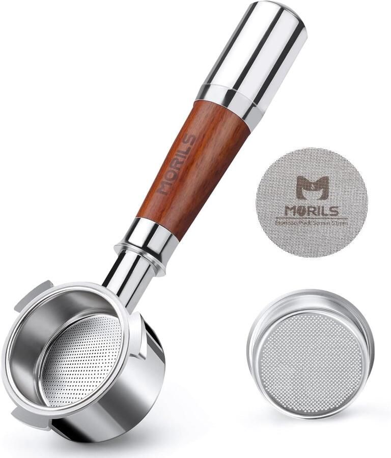 Portafilter 54 mm filterhouder compatibel met Breville espressomachines 870 878 880 54 mm roestvrijstalen filterhouder met 1 kopje filtermand splitgreep van hout