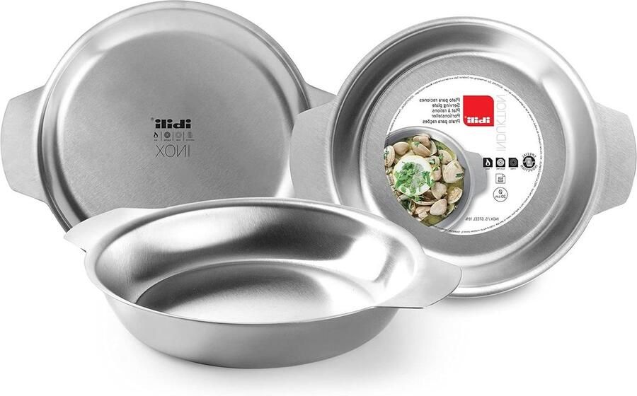 Portiebord Inductie Opwarmbord Kokspannen Kleine Porties Serveren Speciaal voor Inductie 14 cm Zilver