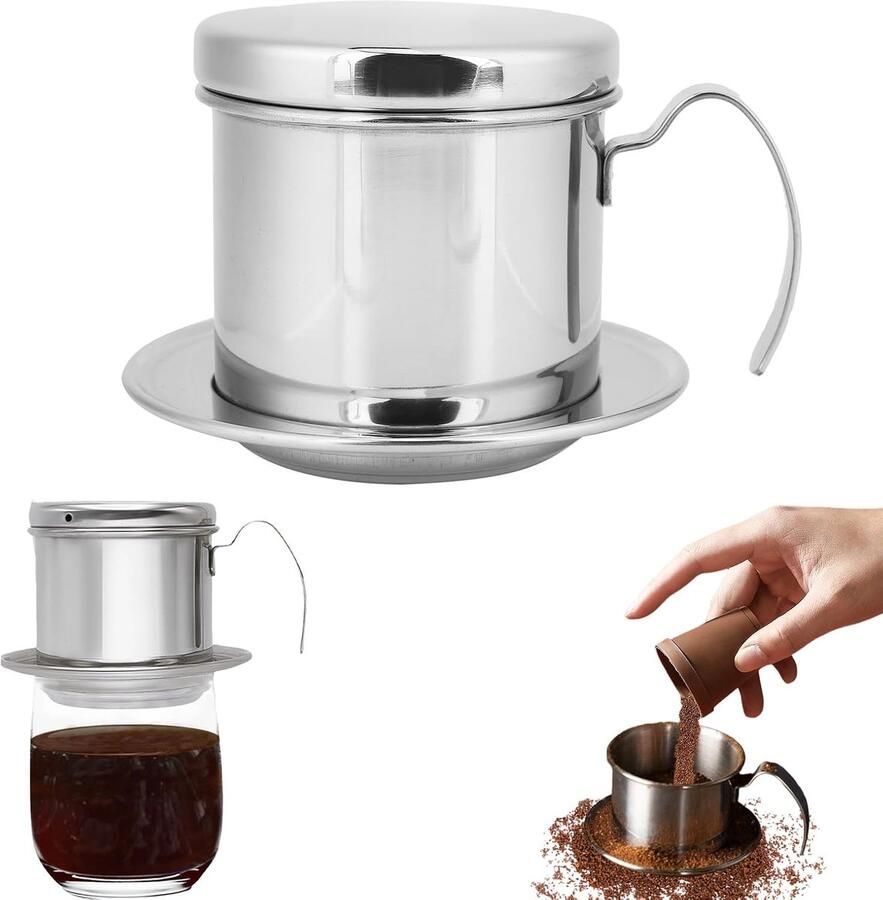 Pot Rvs Vietnamees Koffiezetapparaat Filter Drip Koffie Filter Pot Brouwen Koffie Gebruiksvoorwerpen voor Thuis Keuken Kantoor Outdoor Gebruik
